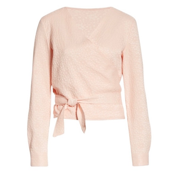 NEW SAMSØE SAMSØE PINK FLORAL JACQUARD WRAP TOP - Picture 9 of 9